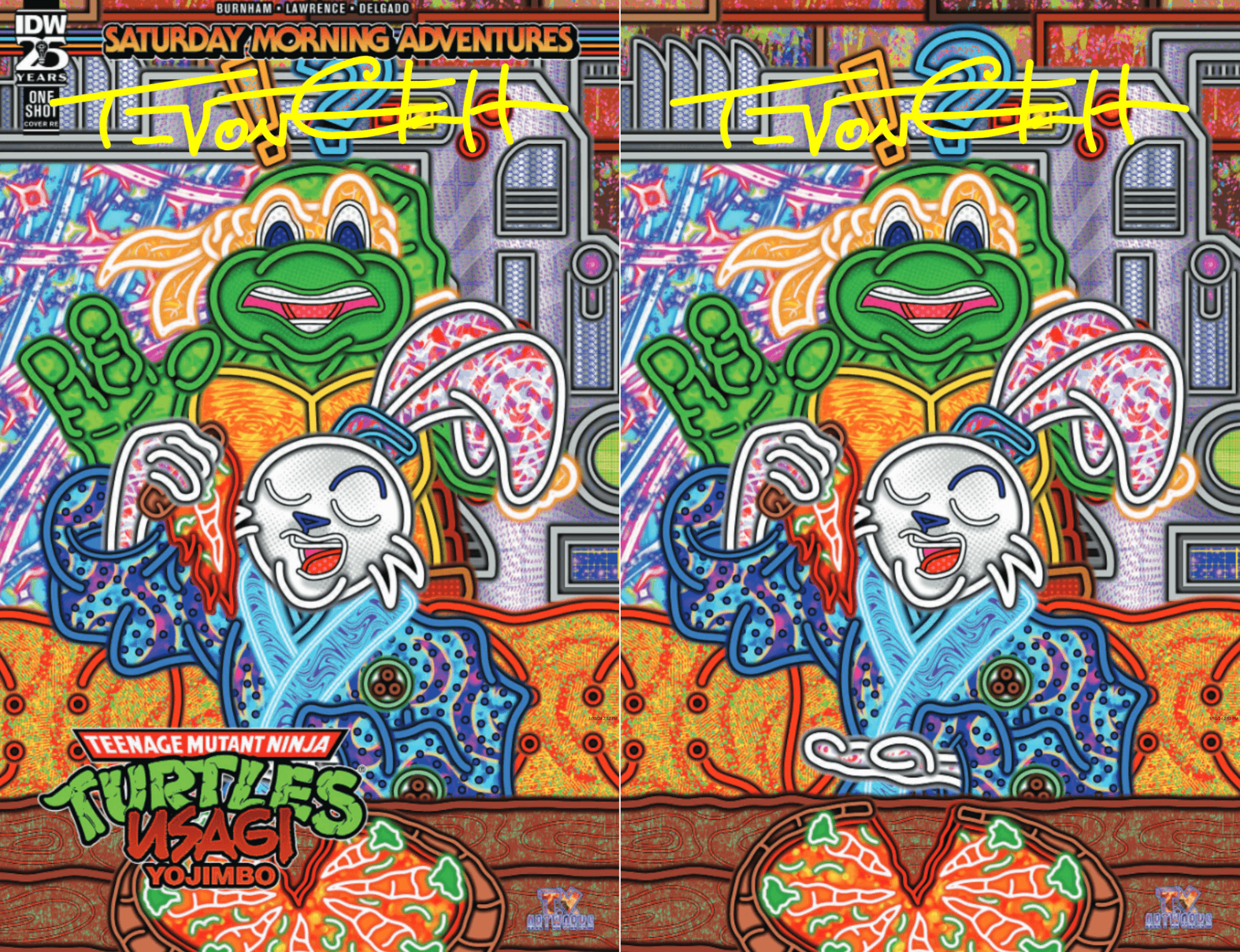 Teenage Mutant Ninja Turtles/Usagi Yojimbo: Saturday Morning Adventures Variant - Lightning Comix Exclusive - Signed Trade and Virgin Bundle - LIGHTNING COMIX