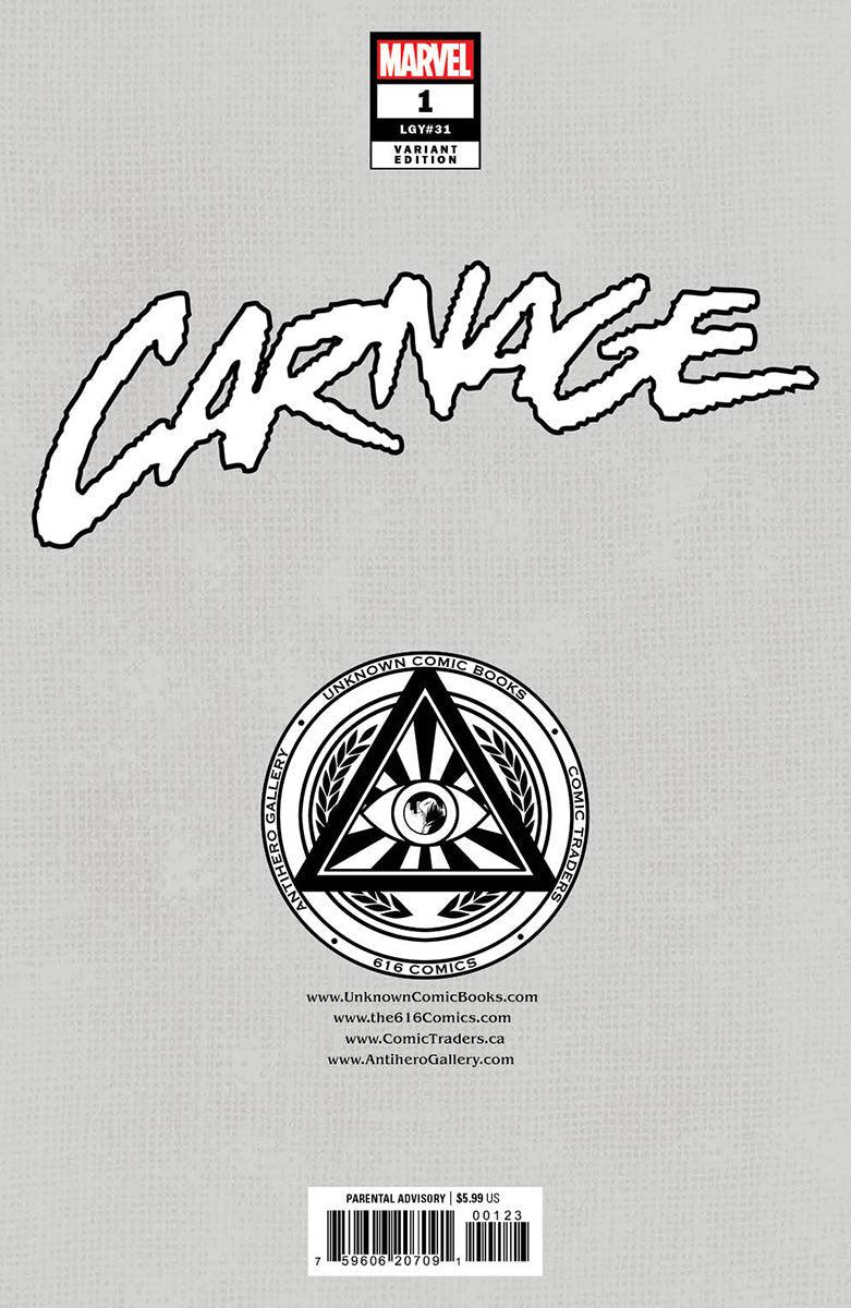 CARNAGE #1 UNKNOWN COMICS KAARE ANDREWS EXCLUSIVE VAR (11/15/2023) (11/22/2023)