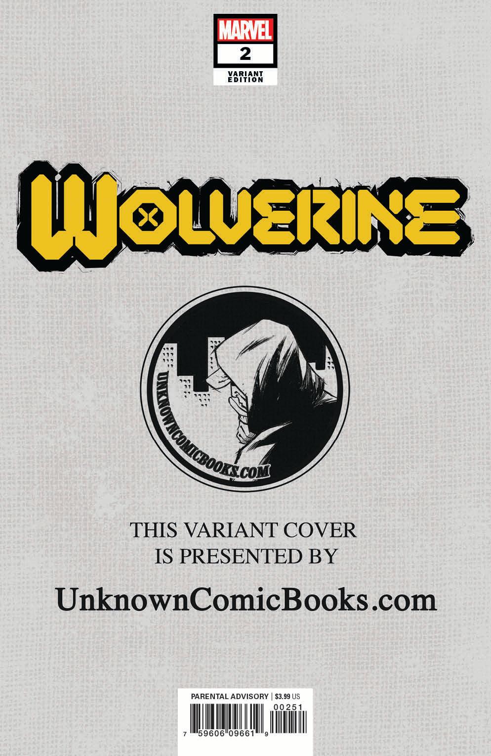 Wolverine #2 Unknown Comics Inhyuk Lee Exclusive Virgin Var Dx (03/25/2020)