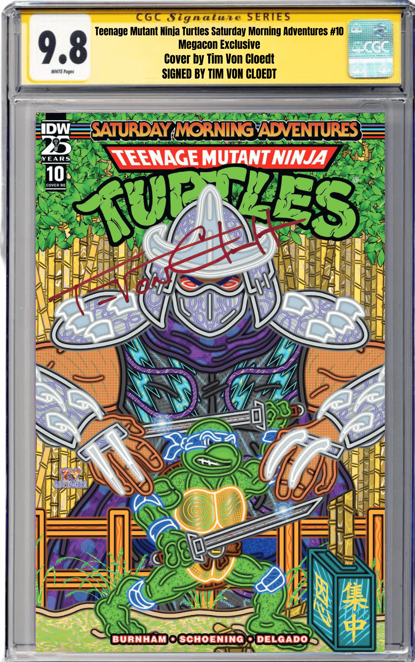TEENAGE MUTANT NINJA TURTLES: SATURDAY MORNING ADVENTURES #10 MEGACON EXCLUSIVE - CGC 9.8 TRADE DRESS SIGNED BY TIM VON CLOEDT - Slab City Comics US